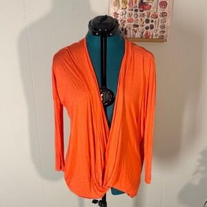 Lovemarks Bright Orange Drape Low Neck Top